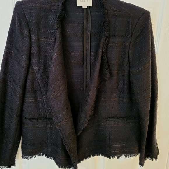 LOFT Jackets & Blazers - Ann Taylor‎ LOFT black open front textured jacket Size 14
